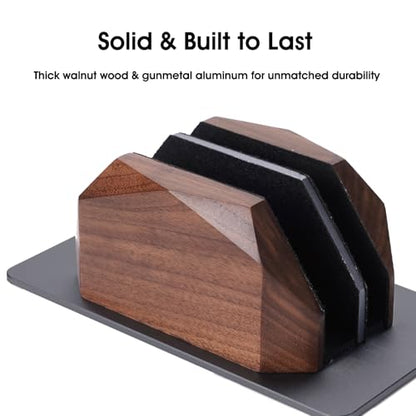 Vertical Laptop Stand for Desk, Dual Slot Wood Laptop Holder to Dock MacBook, MacBook Pro and & Gaming Laptops, Solid Black Walnut, Geometric Sculpted Craftsmanship - color: Grey