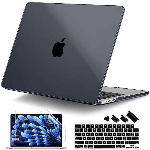 for MacBook Air 15 Inch Case M5 M4 M3 M2 (2026-2023) A3448 A3241 A3114 A2941, Protective Hard Shell Cover Compatible with Touch ID & Liquid Retina Display - Crystal Black - color: Crystal Black
