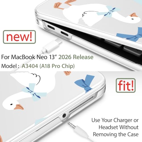 May Chen Compatible with MacBook Neo 13 inch Case 2026 Model A3404, Plastic Hard Shell,Keyboard Cover,Screen Protector,Dust Plug, for MacBook Neo 13" with A18 Pro Chip,Cute Geese - color: Cute geese