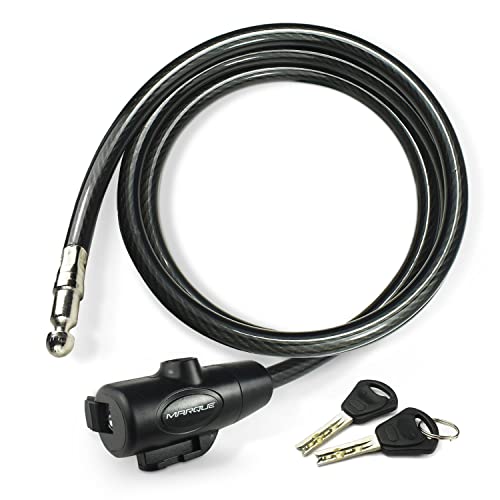 MARQUE Bike Lock with Key – 3/8” (4Ft, 7Ft, 15Ft, 25Ft) Straight Cable Locks with Keys, Anti-Theft Security Cable for Bicycles, Scooters, Kayaks, Paddle Boards, Gates - color: 4 FT