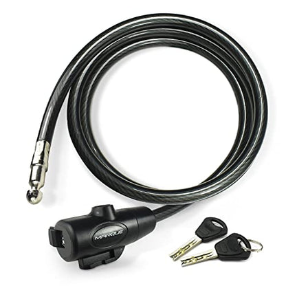 MARQUE Bike Lock with Key – 3/8” (4Ft, 7Ft, 15Ft, 25Ft) Straight Cable Locks with Keys, Anti-Theft Security Cable for Bicycles, Scooters, Kayaks, Paddle Boards, Gates - color: 4 FT