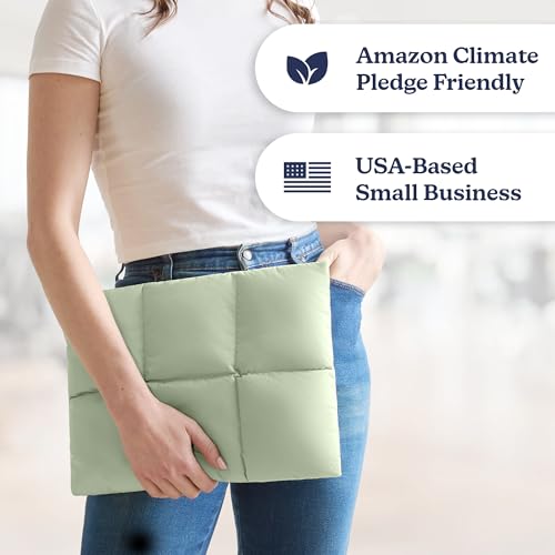 Vandel Puffy Laptop Sleeve 13 inch - 14 inch Waterproof Laptop Sleeve Case | Compatible with 13 inch MacBook Air/Pro 13 / MacBook Pro 14, iPad Pro 12.9, 13.3 in HP Dell, Air Case, Computer Bag Cover - color: v. Grid Sage