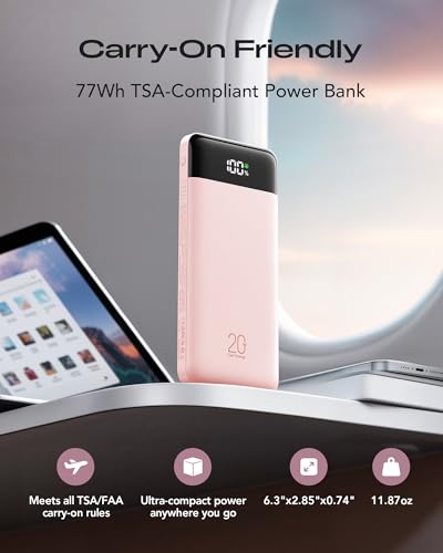 Orfeika 20000mAh Power Bank Fast Charging, Portable Charger with 4 Built-in Cables & 6 Outputs, 20W PD USB C Battery Pack Compatible with iPhone 16/15, Galaxy, Android, iPad & More (Travel Essential) - color: SoftPink