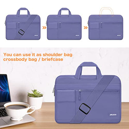 MOSISO Laptop Shoulder Bag Polyester Flapover Briefcase Sleeve Case | Compatible with MacBook Air/Pro,13-13.3 inch Notebook,Compatible with MacBook Pro 14 inch M5 M4 M3 M2 M1 2026, Lavender Gray - color: Lavender Gray, size: 13.3 inch