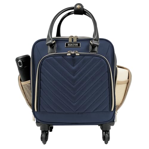 Kenneth Cole REACTION Chelsea 2-Piece Bundle - 17" 4-Wheel Spinner Underseat Carry-On Luggage & Matching 15" Laptop Backpack, Navy - color: Navy, size: 2-Piece Bundle (Underseater + Backpack)