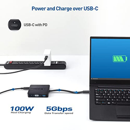Cable Matters 7-in-1 USB C Hub, Triple Display HDMI DP VGA, 100W Charging | Gigabit Ethernet, 2x USB 3.0, Thunderbolt 4/USB4 Compatible, for MacBook Pro, Dell XPS, Surface Pro