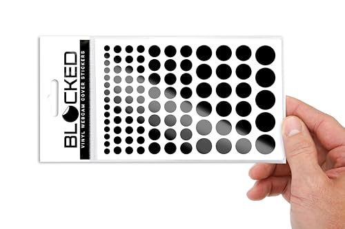 BLOCKED Original Vinyl Webcam Cover Stickers | Restickable & Stackable Privacy Covers | for All Camera-endable Devices | 5-Sizes | 95 Black (Ultra Glossy)