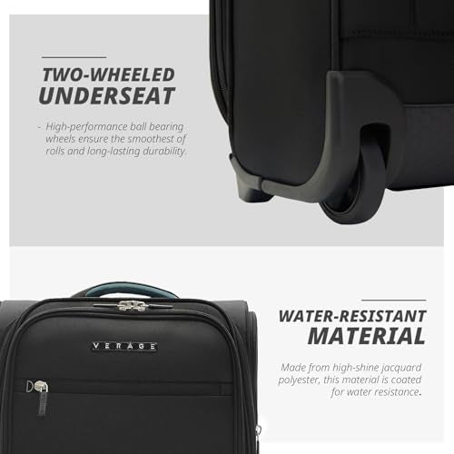 Verage Underseat Carry On Luggage with Wheels,16-Inch,Black | Personal Item Bag,Airline Approved, Laptop Compartment, USB Charging Port - color: Black, size: 16-Inch Rolling Underseat