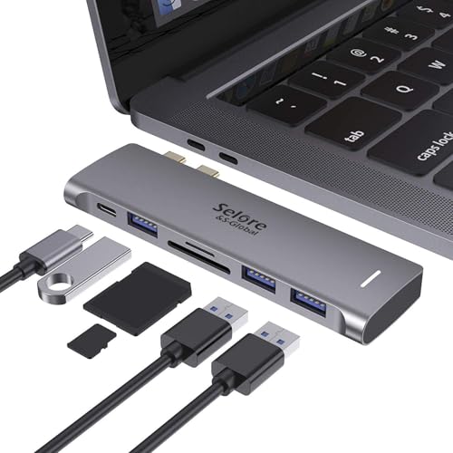USB C Adapter for MacBook Pro/Air M1 M2 M3 2021 2020 2019 13" 15" 16" | 6 in 1 USB-C Hub, MacBook Accessories Dongle 3 USB 3.0 Ports, USB C to microSD/SD Card Reader, 100W Thunderbolt 3 PD Port - color: Grey