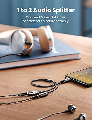 UGREEN Headphone Splitter 3.5mm Y Splitter & 3.5mm Headphone Extension Cable 3FT Bundle