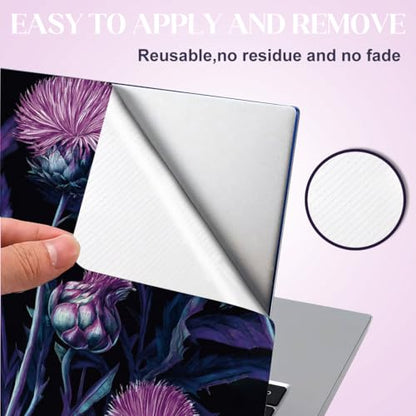 SUPERDANT Laptop Skin Sticker Flower Laptop Decals Personalized Universal Notebook Computer Wrap Vinyl Skin Stickers Cover Art Decal Removable 12-15.6 Inch Waterproof Scratch-Resistant Black Purple
