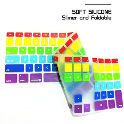 HRH Rainbow Mix Silicone Keyboard Skin Cover for iMac Wired USB Full Size Keyboard with Numeric Keypad A1243(G6 MB110LL/B and MB110LL/A) - color: Rainbow
