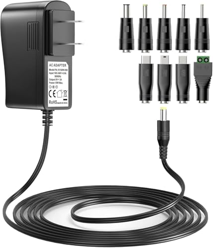 Nextbook Tablet Charger Adapter 5V 3A 2A 2.5A 1A AC DC Adapter w/ 9 Tips for Amazon Fire USB Hub TV Box LED Pixel Light Camera Speaker GPS Toys Webcam Router Power Supply Cord | for Amazon Fire USB Hub TV Box LED Pixel Light Camera Speaker GPS Toys Webcam