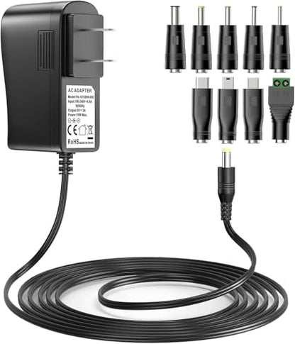 Nextbook Tablet Charger Adapter 5V 3A 2A 2.5A 1A AC DC Adapter w/ 9 Tips for Amazon Fire USB Hub TV Box LED Pixel Light Camera Speaker GPS Toys Webcam Router Power Supply Cord | for Amazon Fire USB Hub TV Box LED Pixel Light Camera Speaker GPS Toys Webcam