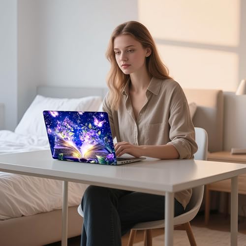 Aesthetic Laptop Skin Sticker, Magical Open Book Waterproof Vinyl Laptop Decal, Removable Bubble Free, Reusable Protective Cover for 13 14 15 15.6 Inch - color: Magical Open Book