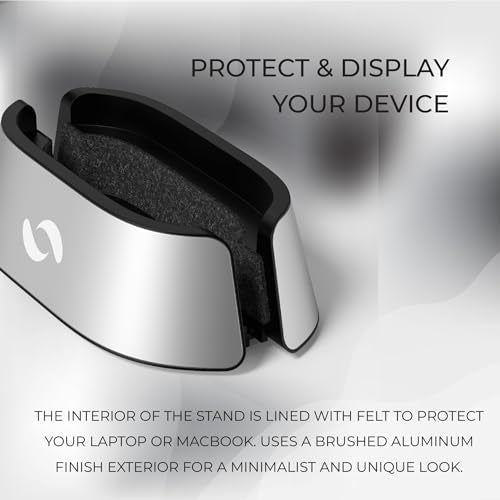 HumanCentric Vertical Laptop Stand in Silver Aluminum, Adjustable | Upright Holder & Dock, Fits MacBook Pro & Laptops .5" to 1.5", Clamshell Compatible, Laptop Vertical Stand - color: Aluminum Silver