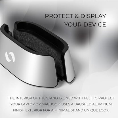 HumanCentric Vertical Laptop Stand in Silver Aluminum, Adjustable | Upright Holder & Dock, Fits MacBook Pro & Laptops .5" to 1.5", Clamshell Compatible, Laptop Vertical Stand - color: Aluminum Silver