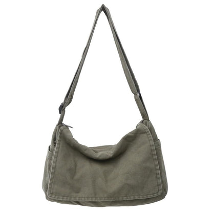 Canvas Messenger Bag Large Messenger Bags for Women Men Casual Canvas Crossbody Shoulder Bag with Multiple Pockets - color: Green