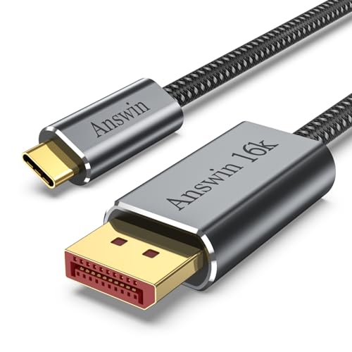 Bidirectional USB C to DisplayPort Cable 16K DisplayPort to USB C 8K@120Hz | 6.6Ft 4K@144Hz [Thunderbolt 3/4/5 Compatible] for MacBook Pro, iPad, Dell XPS, iPhone 17, Galaxy S25 Laptop