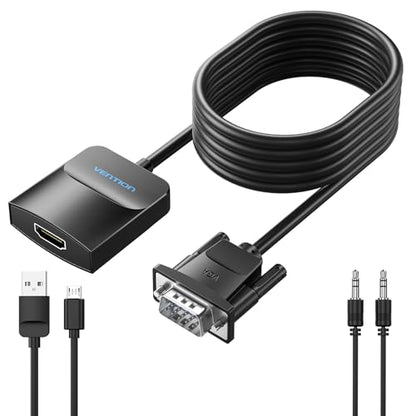 VENTION VGA to HDMI 3.3FT - 1080P Video Dongle Adaptador VGA Converter with Audio Cable and Micro USB Cable, Male to Female for PC,Monitor HDTV (Note: Not Bi-Directional) - color: 3.3FT