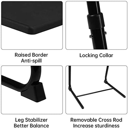 Allpop TV Tray Table - Adjustable TV Dinner Tray for Eating, Folding Laptop Table with 6 Heights & 3 Tilt Angles, Cup Holder on Couch & Bed, Black - color: Black, size: Allpop-TV Tray