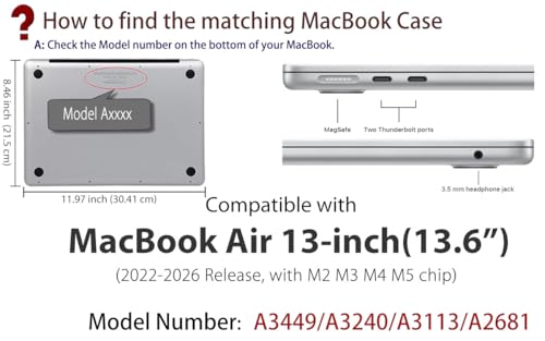 UESWILL Compatible with MacBook Air 13 inch M5 M4 M3 M2 Case 2022-2026 Model A3449 A3240 A3113 A2681, Matte Hard Shell Case Cover for MacBook Air 13.6 + Microfiber Cloth, Peacock Green - color: Peacock Green, size: MacBook Air 13" (M2 M3 M4 M5)