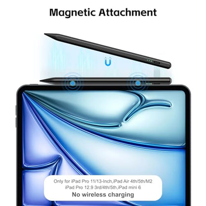 Stylus Pen for iPad 2026-2018 with 13mins Fast Charge,Tilt Sensitivity Palm Rejection Pencil for 11th (A16)/10/9/8/7/6 Gen, iPad Pro 11"/12.9"/M4/M5, iPad Air 3/4/5/M2/M3/M4, Mini 7/6/5 - color: black