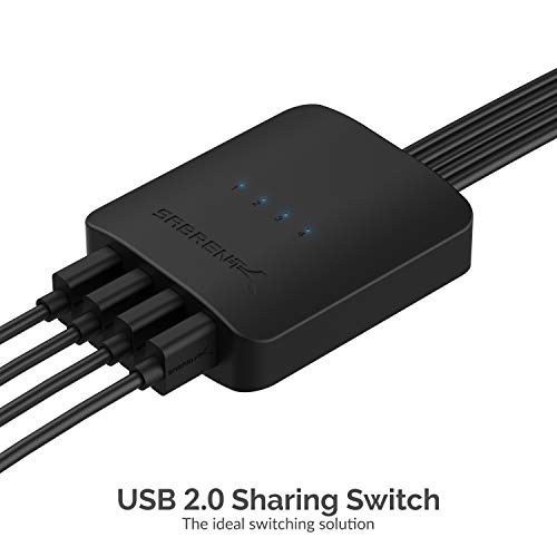 SABRENT USB 2.0 Sharing Switch up to 4 Computers and Peripherals LED Device Indicators (USB-USS4) - size: 4-Port Switch