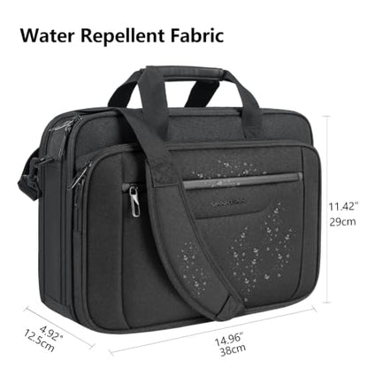 VANKEAN Laptop Briefcase Fits 15.6"-16" Laptop Slim Expandable Shoulder Bag | Multi Functional Compartment,Padded Shoulder Strap,Convenient Luggage Strap,Water-Repellent Fabric,Padded Laptop Compartment - color: Black-black, size: 15.6"