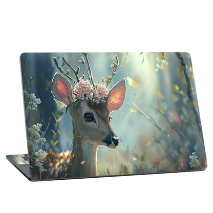 Universal Laptop Skin Sticker with 2 Wrist Pad Skins, Waterproof Scratch Resistant Vinyl Laptop Cover Decal, Cut to Fit for 11–15.6 Inch MacBook HP Dell Lenovo, Baby Deer - color: Baby Deer