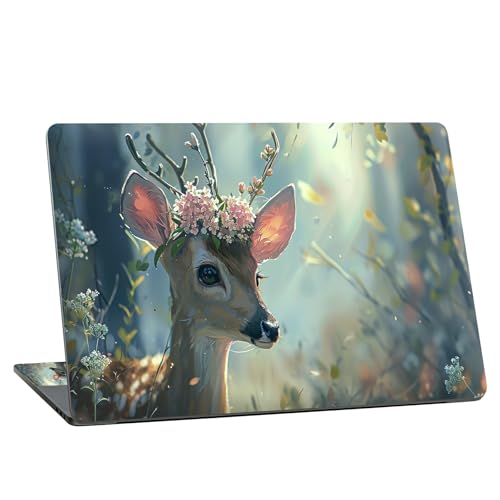 Universal Laptop Skin Sticker with 2 Wrist Pad Skins, Waterproof Scratch Resistant Vinyl Laptop Cover Decal, Cut to Fit for 11–15.6 Inch MacBook HP Dell Lenovo, Baby Deer - color: Baby Deer