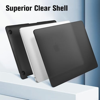 Fintie Case for MacBook Air 13 Inch A2337/A2179/A1932, Frost Black | Air 13.3'', 2018-2022, M1, Snap-On Shell Cover, Full Port Access, Easy On/Off, Lightweight - color: Frost Black