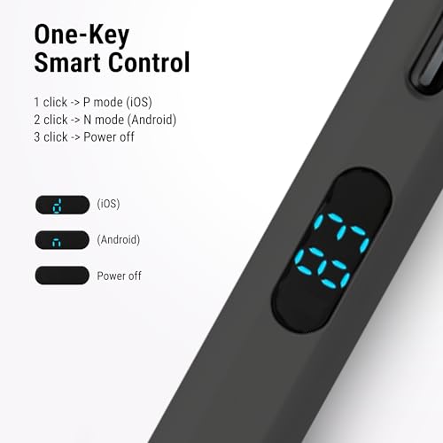 LED Battery Display Stylus Pen, Dual Modes Fast Charge Universal Active Digital Pencil for iPad iPhone Samsung Android, <2ms Low Latency, Tilt Sensitivity for Drawing Note Taking, No Bluetooth Stylus - color: Black
