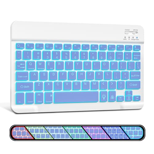 XIWMIX Slim 7-Color Backlit Bluetooth Keyboard for iPad, Tablets & Phones | Universal Rechargeable Portable Keyboard for iPad Pro/iPad Air/iPad 9.7/iPad 10.2/iPad mini & Other iOS Android Windows - color: Purple
