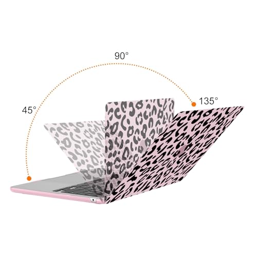 MOSISO Compatible with MacBook Air 13 inch Case M5 2026 M4 2025 M3 M2 2024-2022 A3449 A3240 A3113 A2681, 3 in 1 Leopard Grain Hard Case&Keyboard Cover&ScreenFilm for MacBook Air 13.6 Case, Pink - color: Pink