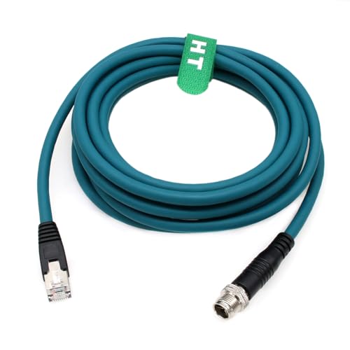 Ethernet Network Cable for Cognex Basler Datalogic Keyence Sick Baumer Microscan Camera Sensor Reader, M12 8 Pin X-Coded Male to RJ45 CAT7e High Speed 50M - size: 50 meter