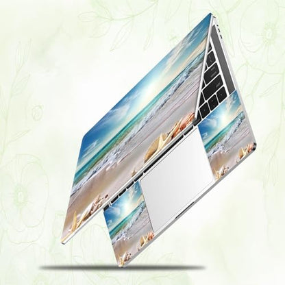 Laptop Skin Sticker Decal, Universal Reusable Vinyl Laptop Cover for 12" 13" 13.3" 14" 15" 15.4" 15.6" Notebook PC, Reusable Waterproof Scratch-Resistant with 2 Wrist Pads,Starfish Beach - color: Starfish Beach
