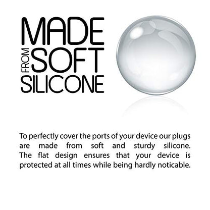 10x Anti Dust Plugs for Smartphone, MacBook, Laptop | USB-C Dust Plug for Samsung Galaxy S8, S9, S10 | Silicone Dust Plug – Black