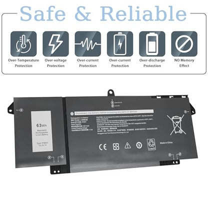 7FMXV Laptop Battery Replacement for Dell Latitude 5320 7320 7420 7520 Series TN2GY 0TN2GY 9JM71 4M1JN 1PP63 727CG MHR4G HDGJ8 CN-0727CG CN-0TN2GY [15.2V/63Wh] - size: 9.9*4*0.2inch 7FMXV