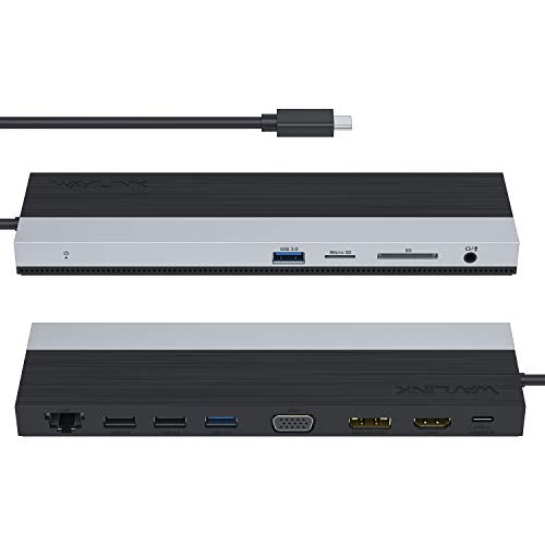 WAVLINK 12-in-1 USB C Docking Station, Triple Display Type C Hub | Multiport Adapter with HDMI, DisplayPort, VGA, Ethernet, USB-C 100W PD3.0 Charging, USB3.0, USB2.0, SD/TF Card Reader, Audio - color: 12 in 1