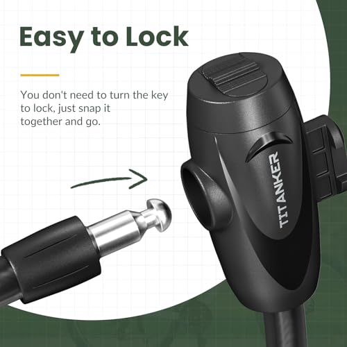 Titanker Bike Lock, 1/2 Inch Thick Bike Lock Cable Coiled Secure Bicycle Lock with Keys Scooter Lock Bike Locks Heavy Duty Anti Theft Bike Cable Lock with Mounting Bracket (4Feet, 6 Feet) - style: Matte Black-6Feet