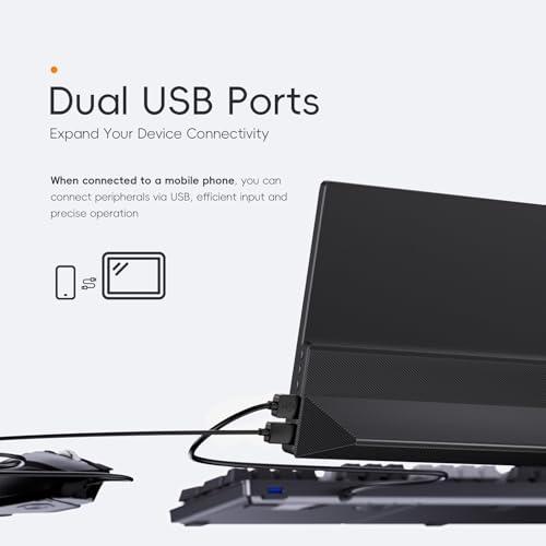 JUSTTHINK Small Portable Monitor 11.6“, Ultra-Slim Mini Monitor | Display with Smart Cover Plug & Play USB-C/HDMI External Second Screen Travel Monitors for Laptop, Phone - size: 11.6"