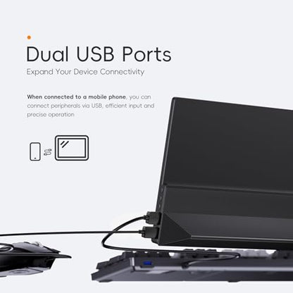 JUSTTHINK Small Portable Monitor 11.6“, Ultra-Slim Mini Monitor | Display with Smart Cover Plug & Play USB-C/HDMI External Second Screen Travel Monitors for Laptop, Phone - size: 11.6"