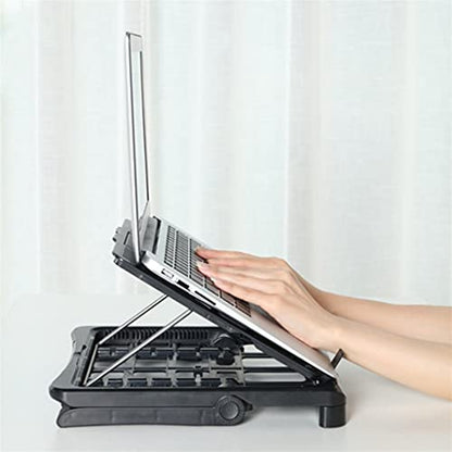 Laptop Stand Aluminum Cooling Bracket with Built-in Foldable Phone Holders Multi-Angle Adjustable Notebook