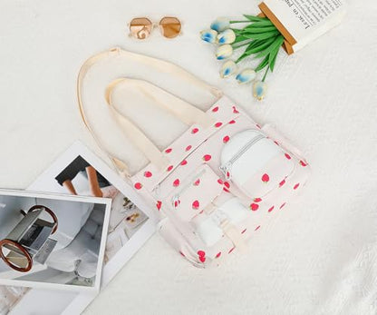Phaoullzon Kawaii Messenger Bag Cute Purse Girls/Teens Crossbody Tote for Work - color: Strawberry, style: Large(can Fit 14" Laptop)