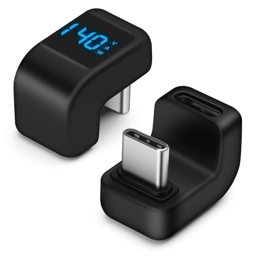 USB 4.0 Digital Display USB C Male to Female 40Gbps Adapter (2 Pack), 180 Degree Angled Connector 140W Power 8K@60Hz Video Compatible with iPhone 16, Samsung and More USB-C Devices, Black - style: AY-Ushape-dd-bk