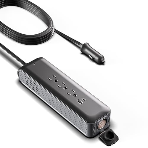 ERAYAK 150W Cigarette Lighter Adapter Car Power Inverter DC 12V to 110V AC with 3 AC Outlets, 18W USB-C, USB-A & Extra 12V Socket for Laptop, Phone, Tablet, Game Console