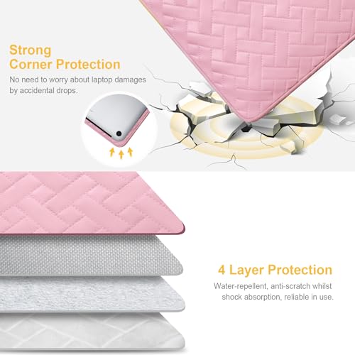 Lacdo Laptop Sleeve Case for 16 inch New MacBook Pro M5 Pro/Max A3428 A3429 (2026), M4/M3/M2/M1 A3403 A3186 A2991 A2780 A2485 A2141, 15 inch Microsoft Surface Laptop 7/6/5/4/3/2/1 Computer Bag, Pink - color: Pink, size: New MacBook Pro 16 Inch