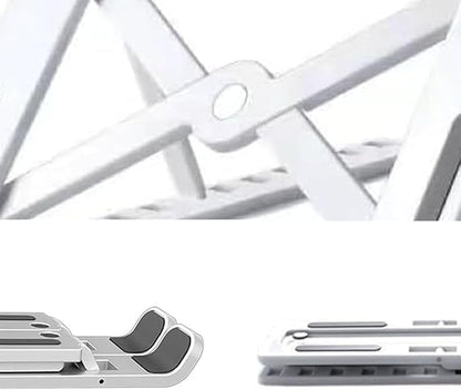 1-Piece Foldable Laptop Stand,Adjustable Ergonomic Laptop Riser,Dual Triangle Stable Structure,Portable Laptop Holder Compatible with 10-17 Inch Laptops（White）