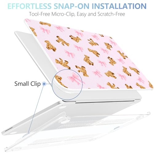 MEEgoodo 4-in-1 Printed Case for MacBook Neo 13 inch 2026 Release Model A3404, Laptop Hard Shell Cases with Keyboard Skin & Screen Protector & Webcam Covers, Bear&Cute Ribbon - color: Bear&Cute Ribbon